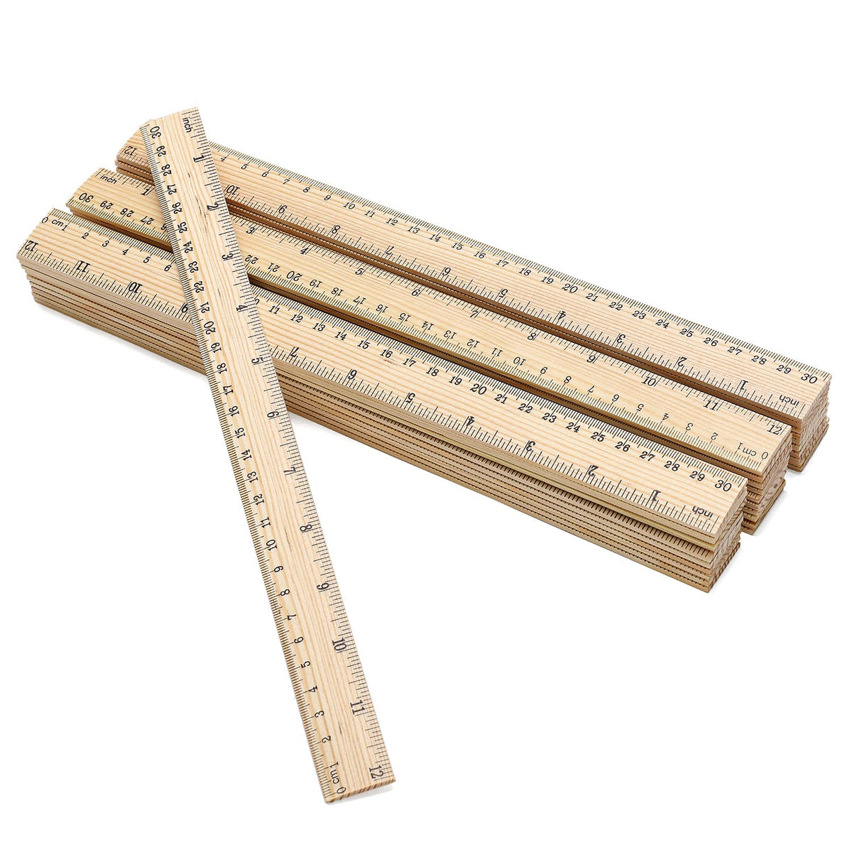 120 Pack Wooden Ruler 12 Inch Rulers Bulk Wood Measuring Ruler Office Ruler 2 Scale