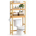 Songmics Over The Toilet Storage, 3-Tier Over Toilet Bathroom Organizer With Adjustable Shelf, Fit Most Toilets, Space-Saving, Natural Ubts001N01