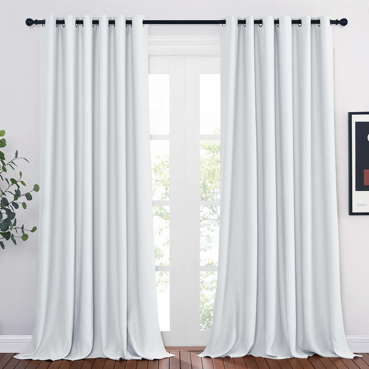 Nicetown Patio Blackout Curtain Panels - Thermal Insulated Grommet Blackout Drapes Light Blinds Room Darkening Window Treatments