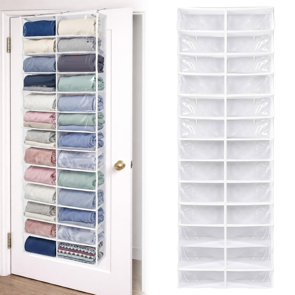 Maasechs Over The Door Hoodie Organizer 26 Pocket Organizer, White