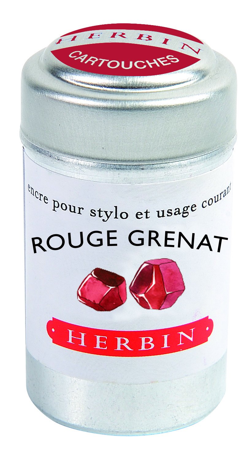 Herbin Fountain Pen Ink - 1 Tin Of 6 Cartridges - Rouge Grenat