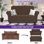 Znsayotx Super Stretch Loveseat Covers (55'-69'), New Striped Love Seat Slipcover, Dogs Pet Friendly Anti-Slip Couch Protector Spandex Durable 2 Seater Fabric Sofa Cover (Coffee, Loveseat)