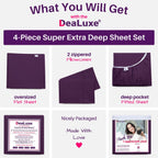 Full Size Sheet Sets - Deep Pocket Full Size Sheets Set - 4 Piece Set With 21    Extra Deep Pocket Fitted Sheet, Oversized Flat
