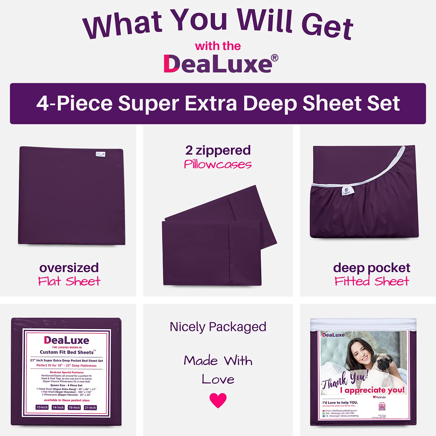 Full Size Sheet Sets - Deep Pocket Full Size Sheets Set - 4 Piece Set With 21    Extra Deep Pocket Fitted Sheet, Oversized Flat