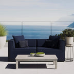Modway Eei-4377-Nav Saybrook Outdoor Patio Upholstered 2-Piece Sectional Sofa Loveseat, Navy