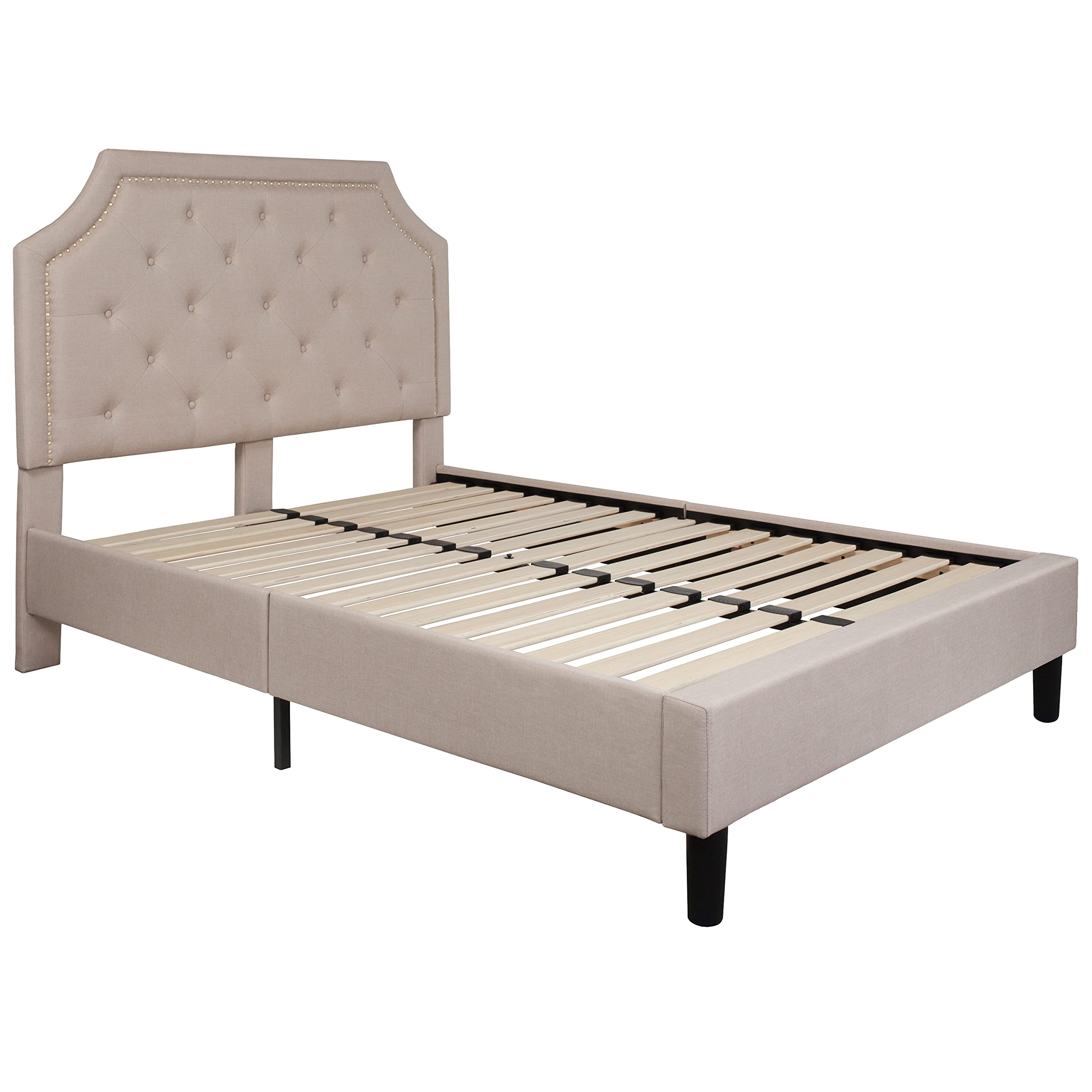Flash Furniture Brighton Full Size Tufted Upholstered Platform Bed In Beige Fabric