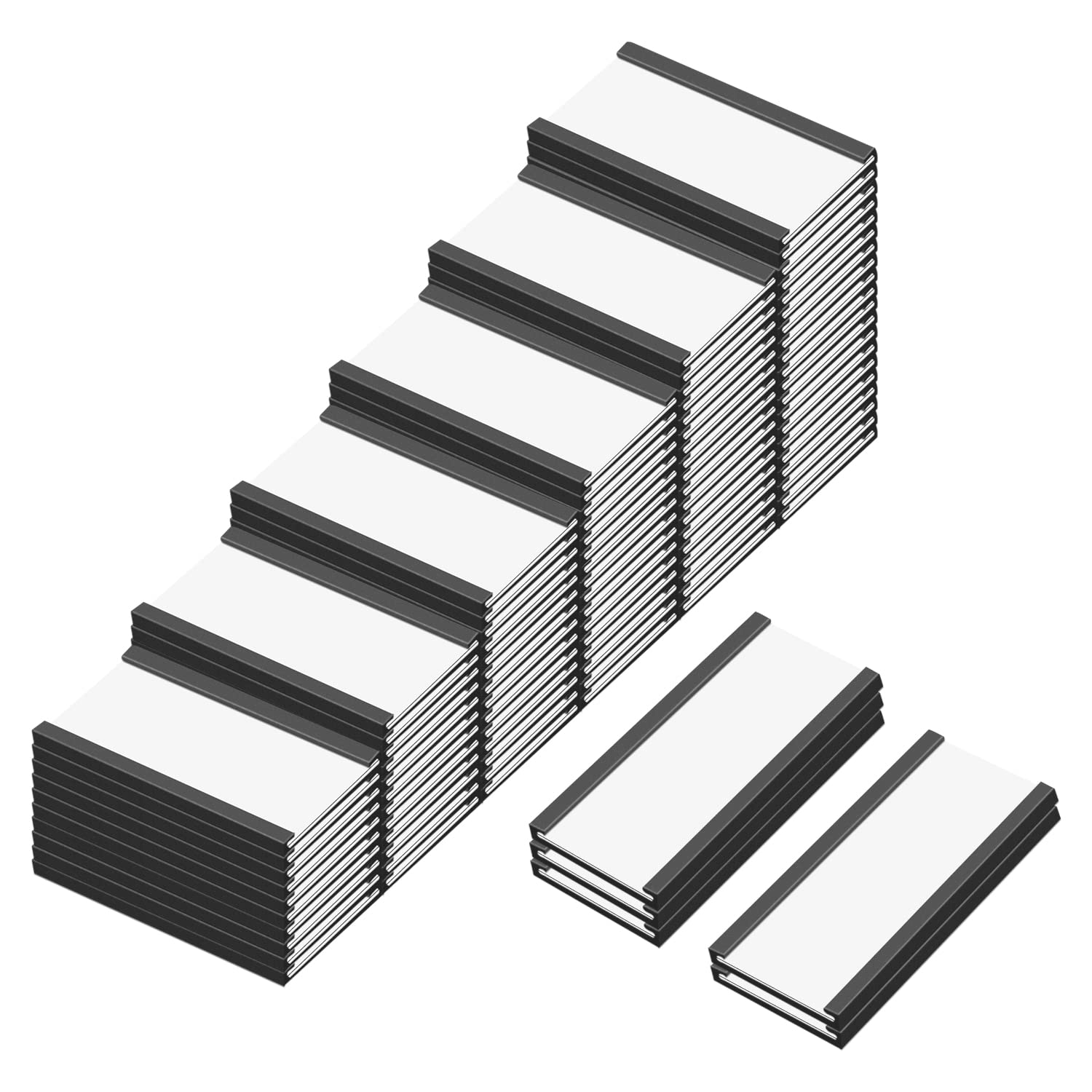 Mvisual C Channel Magentic Label Holders 1X2 Inch With Paper Inserts And Clear Plastic Protectors,Magnetic Data Card Holders Fil