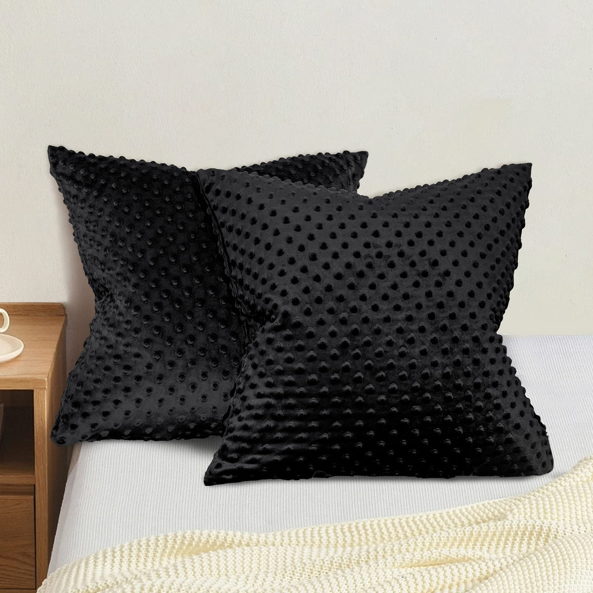 Phf Minky Dot Euro Sham 26'X 26', 2 Pack Soft Cozy Minky Bubble Real Velvet Throw Pillow Covers, Home Decorative Square Pillow