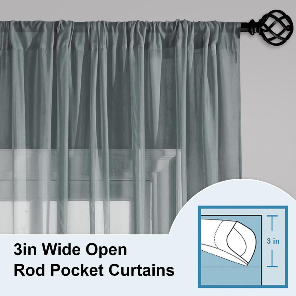 Loyolady Gray Sheer Curtains 84 Inches Long 1 Panels Set Bedroom Sheer Curtains Sheer Curtain For Living Room 100'' W X 84'' L