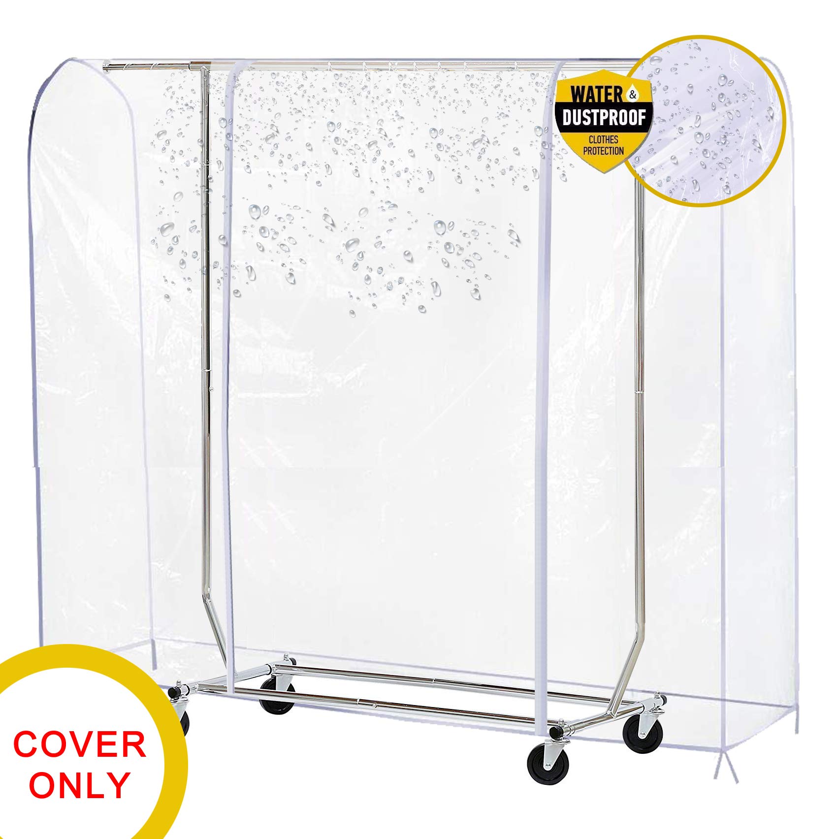 Ruibo Clear Garment Rack Cover For Clothes Rack Cover With 2 Durable Zipper/Clothing Waterproof, Dustproof Protector (M:59X20X60