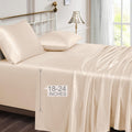 Vonty Satin Sheets Extra Deep Pocket King Size Sheets - Cooling & Silky Satin King Sheets Set with 18-24 Inch Deep Pocket, Beige