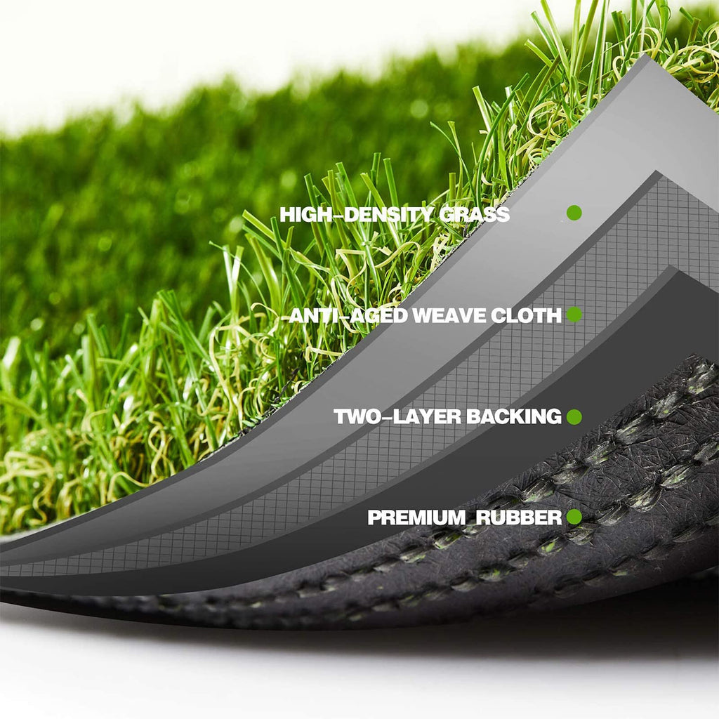 Zgr Premium Artificial Grass 10' X 14' Outdoor Rug, 1.38' Realistic Thick Turf For Garden, Yard, Fake Lawn, Dogs Synthetic Grass Mat, Non-Toxic, Rubber Backed With Drainage Holes, Customized Sizes