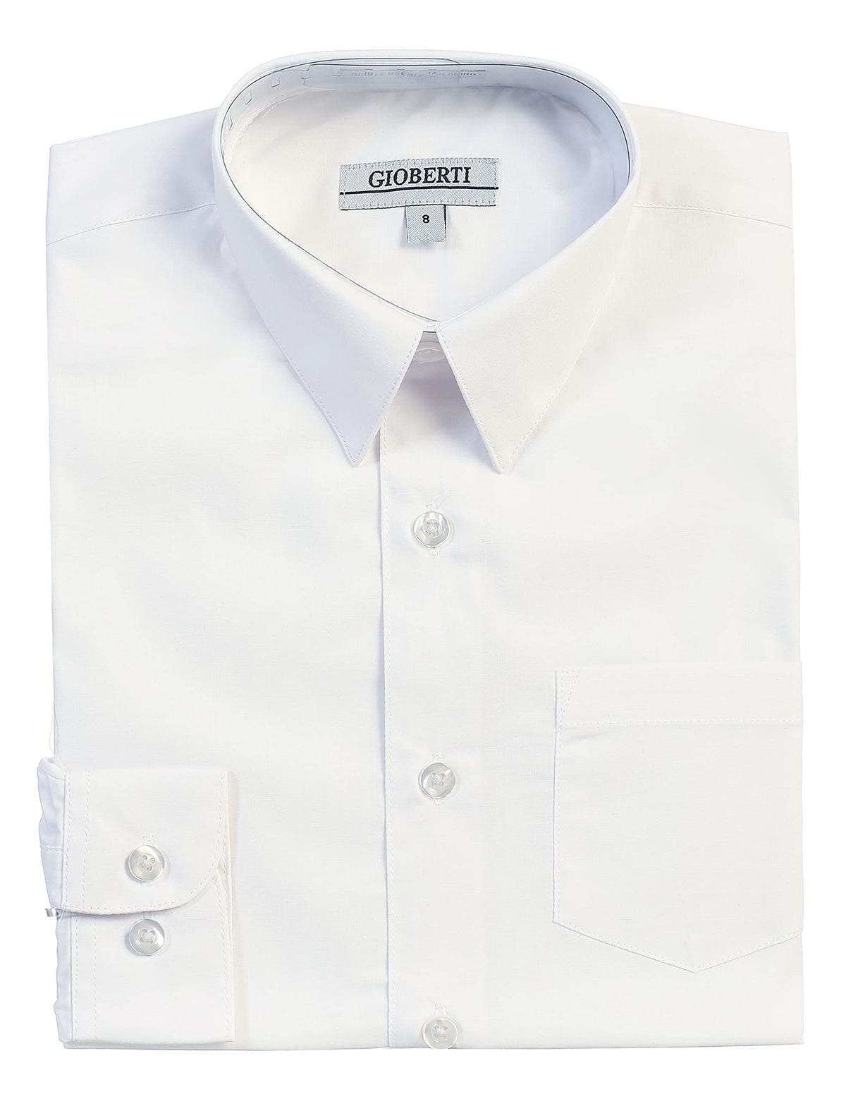 Gioberti Boys Long Sleeve Solid Dress Shirt, White, 3T
