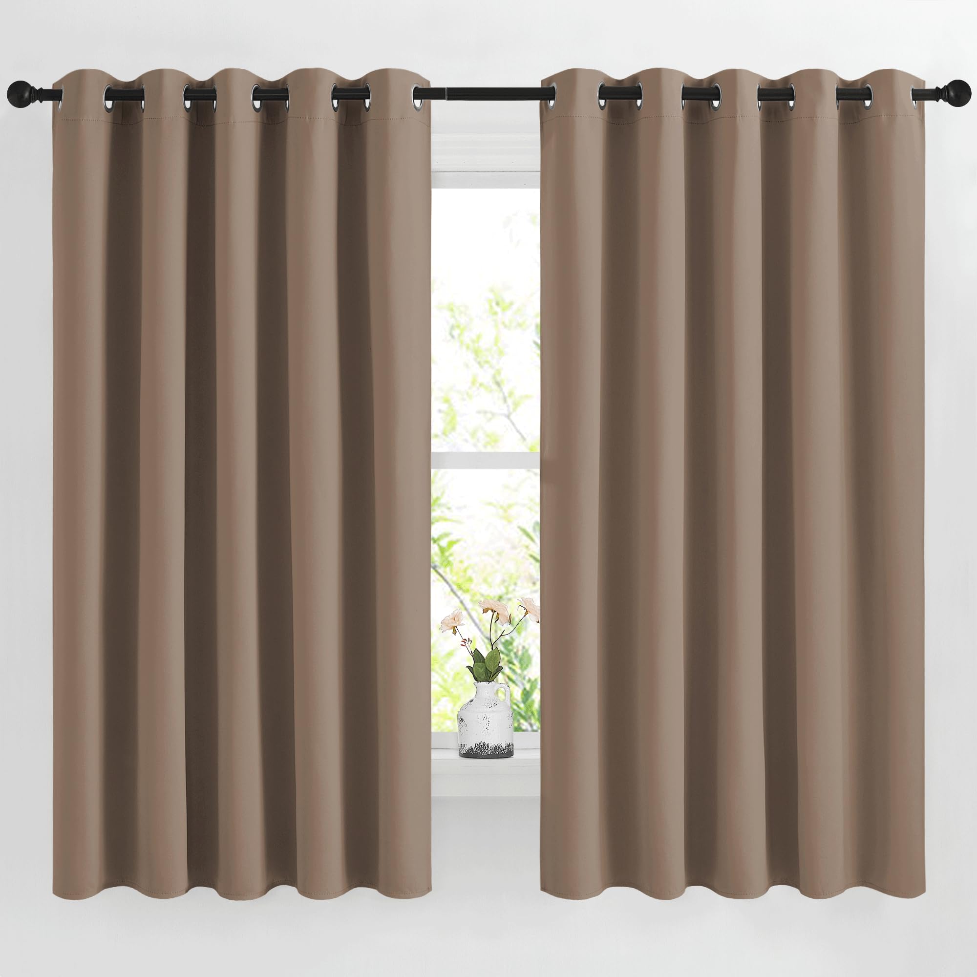 Nicetown Blackout Bedroom Curtains 66 Inches Long, Grommet Room Darkening Thermal Insulated Window Treatments For Home Office/Ki