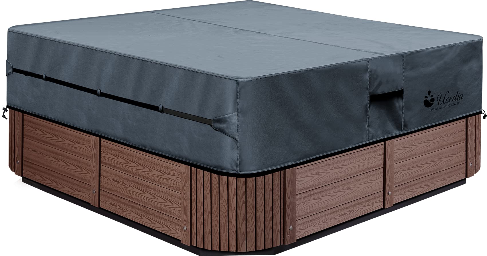 Uceder Hot Tub Cover Cap Heavy Duty Polyester(Actual Size 97'X97'X20' Fit 95'X 95') Spa Sun Shield And Hot Tub Cover Protec