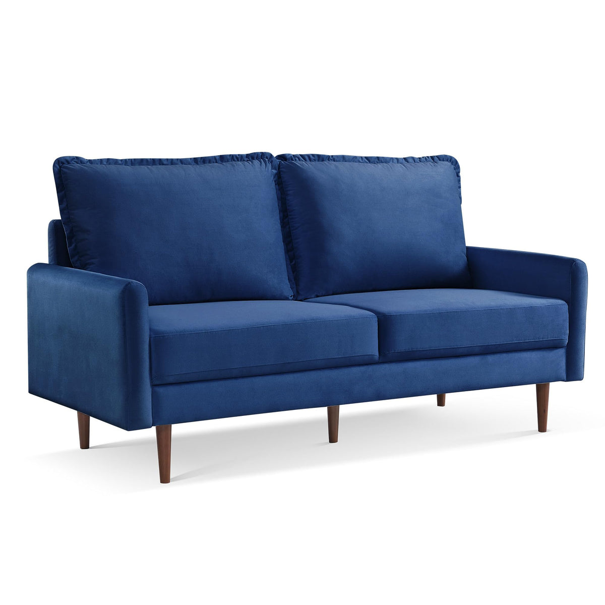 American Furniture Classics Blue 69 Inch Wide Upholstered Two Cushion Sofa with Cambered Arms Velvet, 69&quot; x 32&quot; x 39&quot;