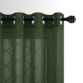 Olive Green 52x96 Inches Long Grommet Diamond Linen Look Sheer Curtains