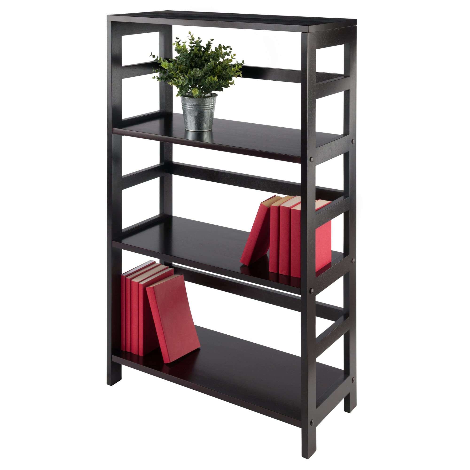 Winsome Leo 3-Tier Storage Shelf, for Living Room, Home Office, Bedroom, Espresso