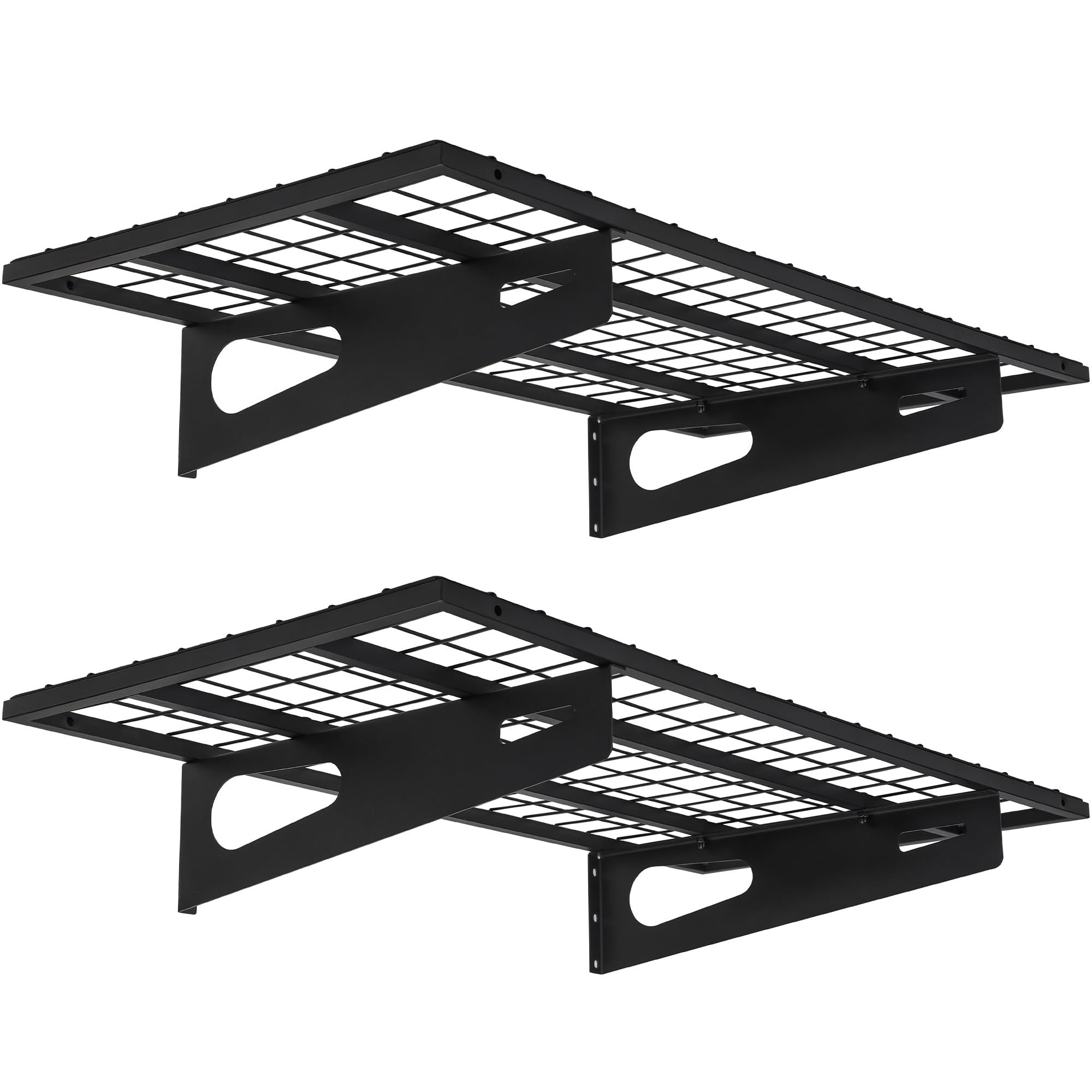 2-Pack 1.5X3Ft Garage Shelving 17.7-Inch-By-35.8-Inch Wall Shelf Garage Storage Rack Wall Mounted Floating Shelves, Black