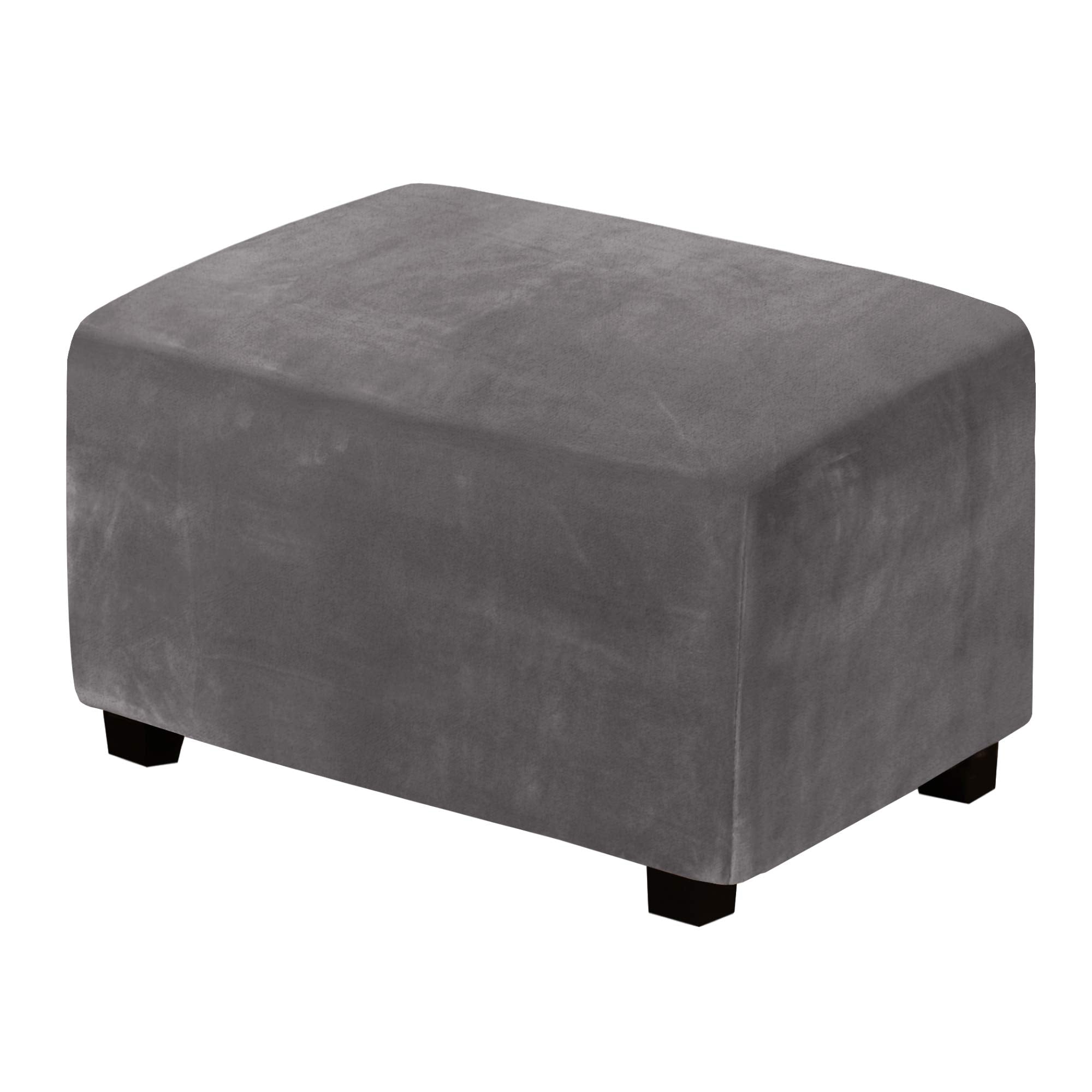 H.VERSAILTEX Real Velvet Plush 1 Piece Form Fit Stretch Rectangle Folding Storage Covers Ottoman Slipcovers Removable Footstool 