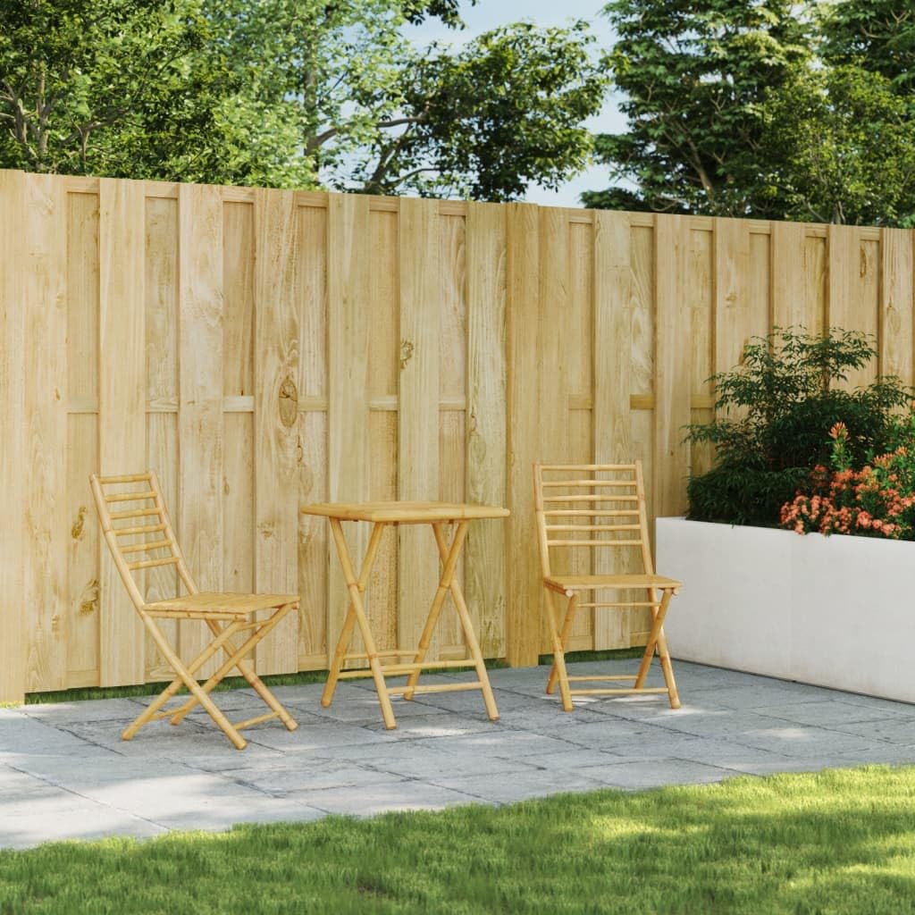 vidaXL 3 Piece Bamboo Bistro Set - Thumbnail 4