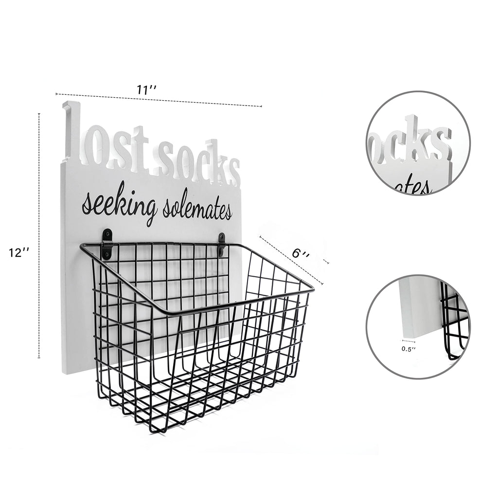 Eva Murmure Lost Socks Rustic Wooden Laundry Sign Wall Decor With Attached Basket And Mom Tip Jar Wooden Sign With Bottle - Laun