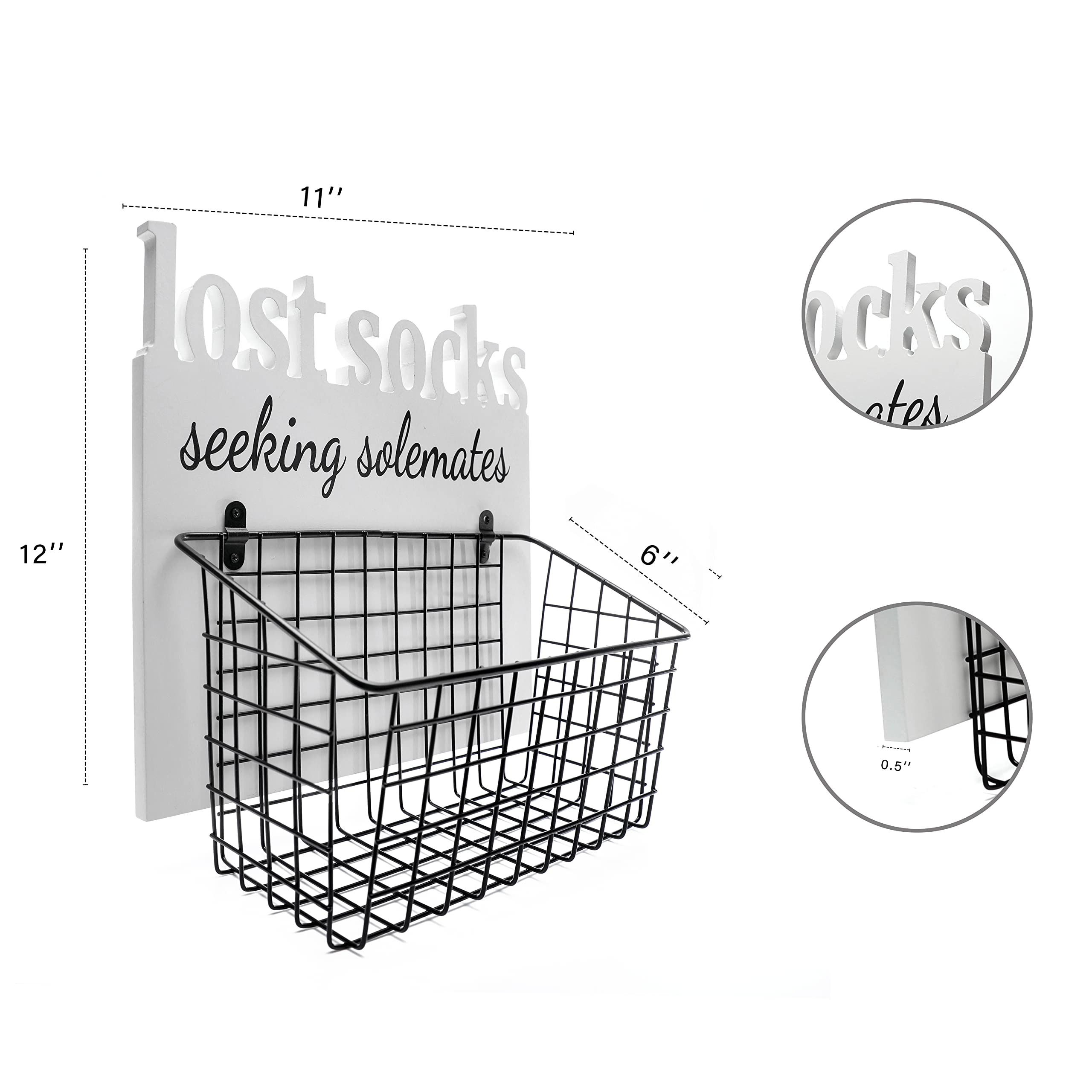 Eva Murmure Lost Socks Rustic Wooden Laundry Sign Wall Decor With Attached Basket And Mom Tip Jar Wooden Sign With Bottle - Laun