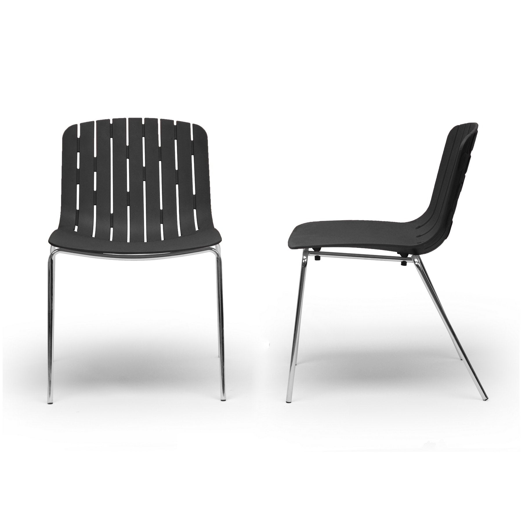 Baxton Studio Florissa Plastic Modern Dining Chair, Black, 30.88&quot; X 19.5&quot; X 23&quot; (Set Of 2)