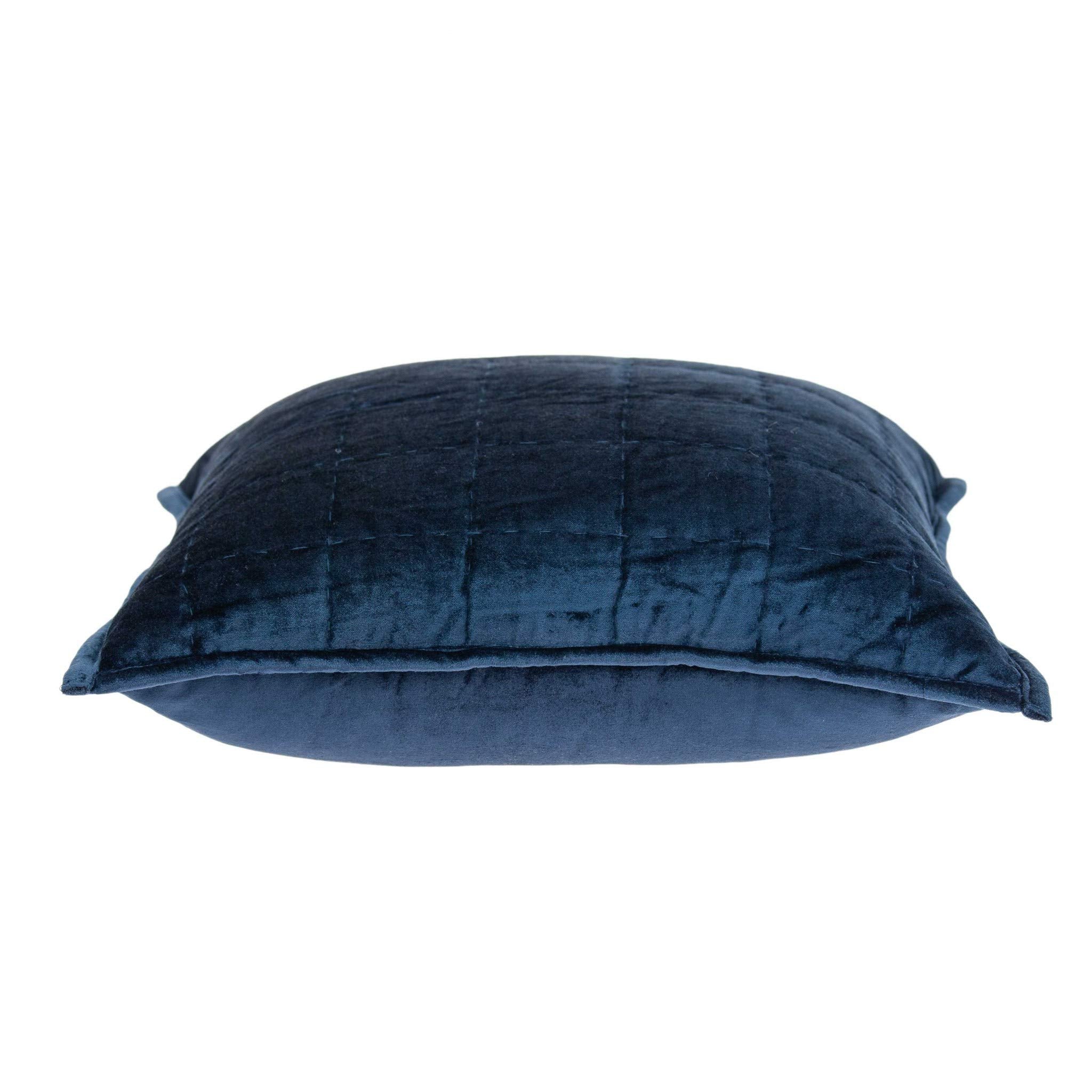 HomeRoots 50% Cotton, 50% Viscose 20' x 7' x 20' Transitional Navy Blue Quilted Pillow Cover with Poly Insert