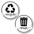 White Trash Recycle Magnets for Kitchen Trash Can and Recycle Bin, Farmhouse Garbage Can Logo Symbol Magnet, 3.5 Inch Recycle St