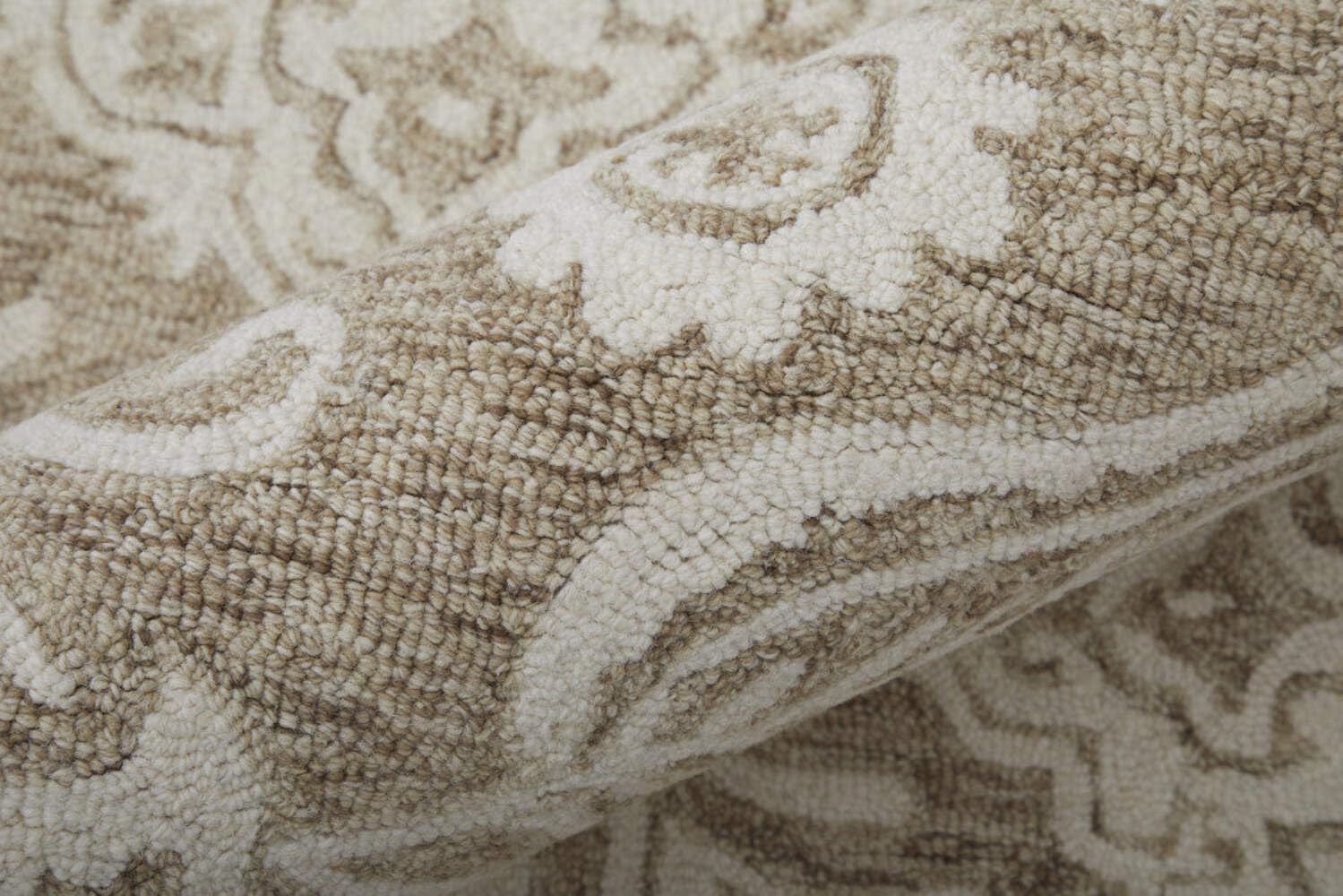 HomeRoots 512197 8 x 10 ft. Tan & Ivory Wool Paisley Hand Tufted Handmade Stain Resistant Rectangle Area Rug