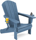 Serwall Folding Adirondack Chair, Hdpe Adirondack Chairs, Plastic Outdoor Chairs- Looks Exactly Like Real Wood- Navy