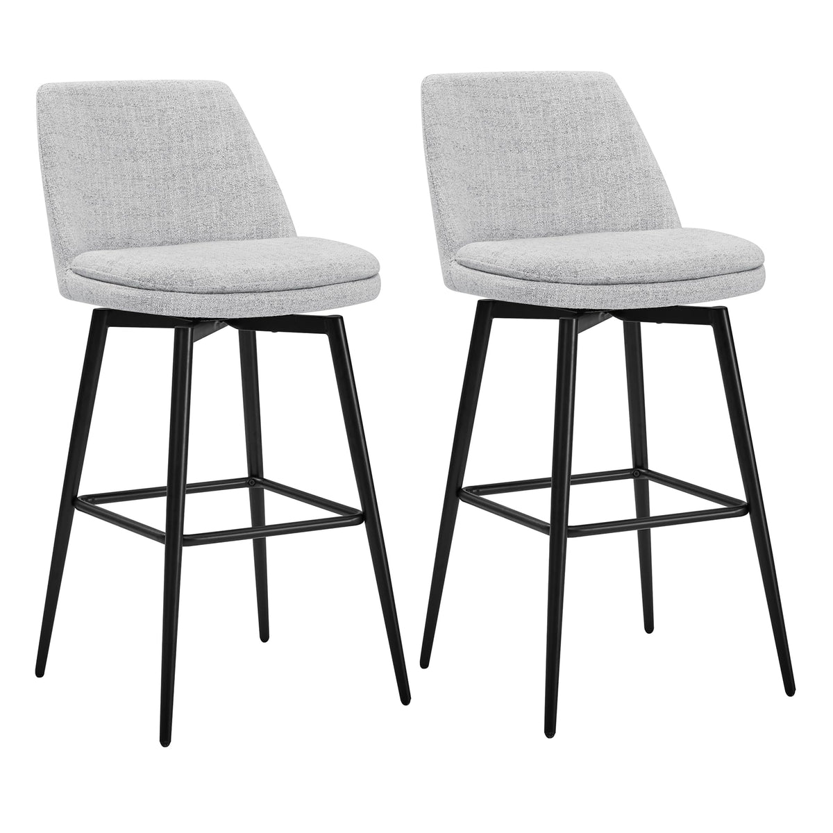 Chita Swivel Barstools, Fsc Certified Upholstered Fabric Bar Stools Set Of 2, Metal Base, 30.3' Seat Height, White (Multi-Colored)