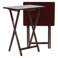 Pj Wood 2-Pack Folding Tv Tray Table Set, Solid Wood For Eating & Laptop Use, Espresso