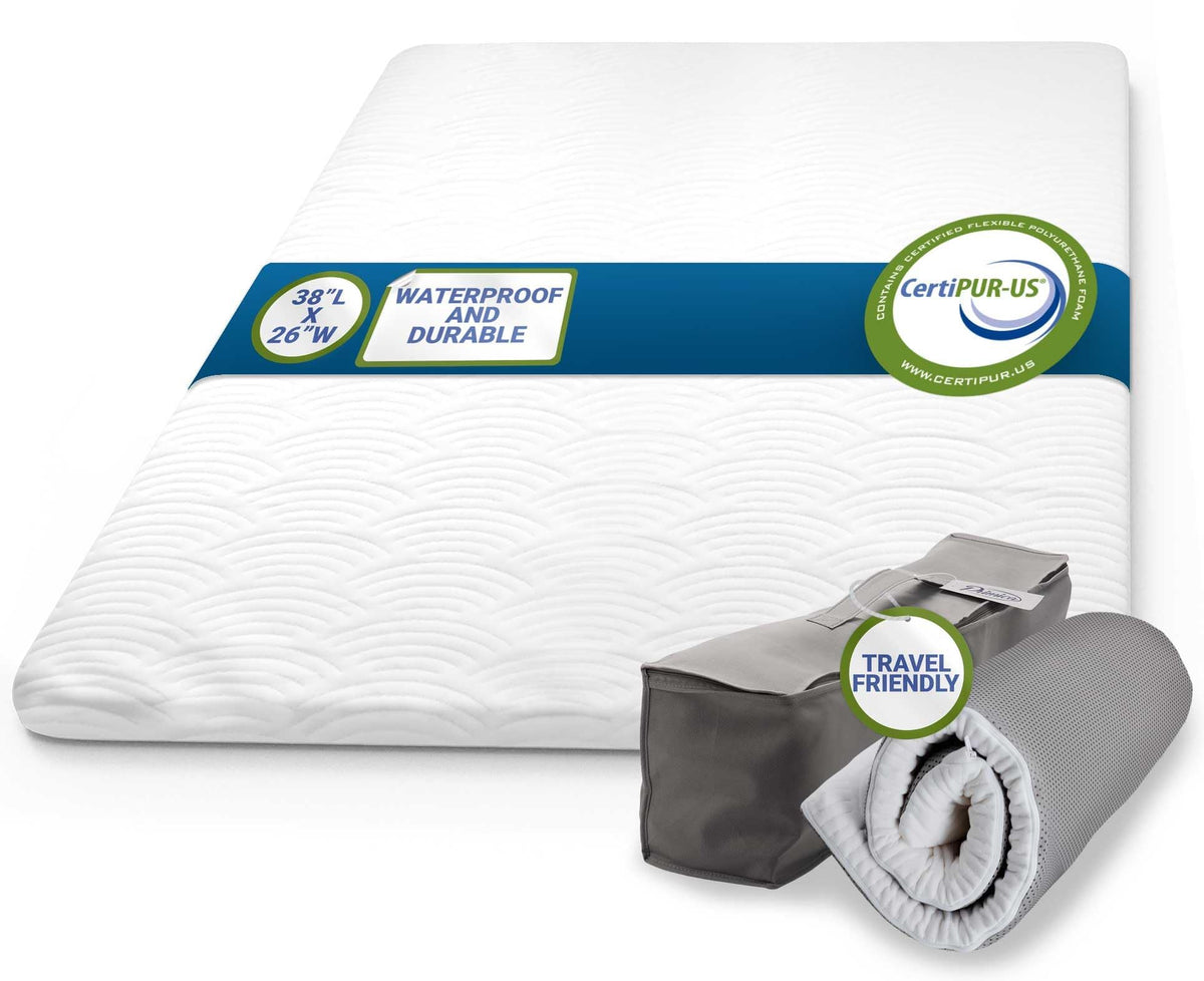Primica Pack And Play Mattress Pad - Comfort Memory Foam, 38'X26'X1.5' (Incl. Cover), Waterproof & Washable Cover - Portable