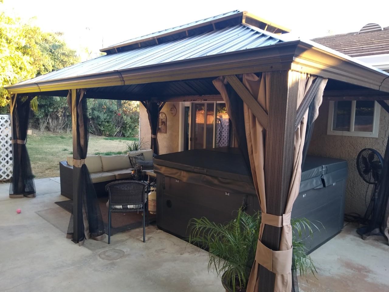 Domi Outdoor Living 12 X 18 Hardtop Gazebo, Outdoor Aluminum Frame Canopy With Galvanized Steel Double Roof, Outdoor Permanent M
