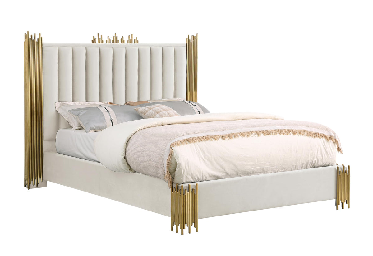 Best Quality Furniture B04-Qb Platform, Queen (U.S. Standard), Cream/Gold