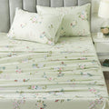 Fadfay Queen Sheet Set Floral Bed Sheets Percale Cotton Botanical Deep Pocket Sheets Sage Green Flower Printed Luxury Bedding Su