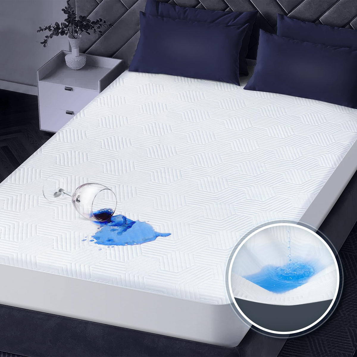 100% Waterproof Mattress Protector With High Resistance To Liquid, Breathable 3D Air Cal King Mattress Protector, Ultra Soft Coo