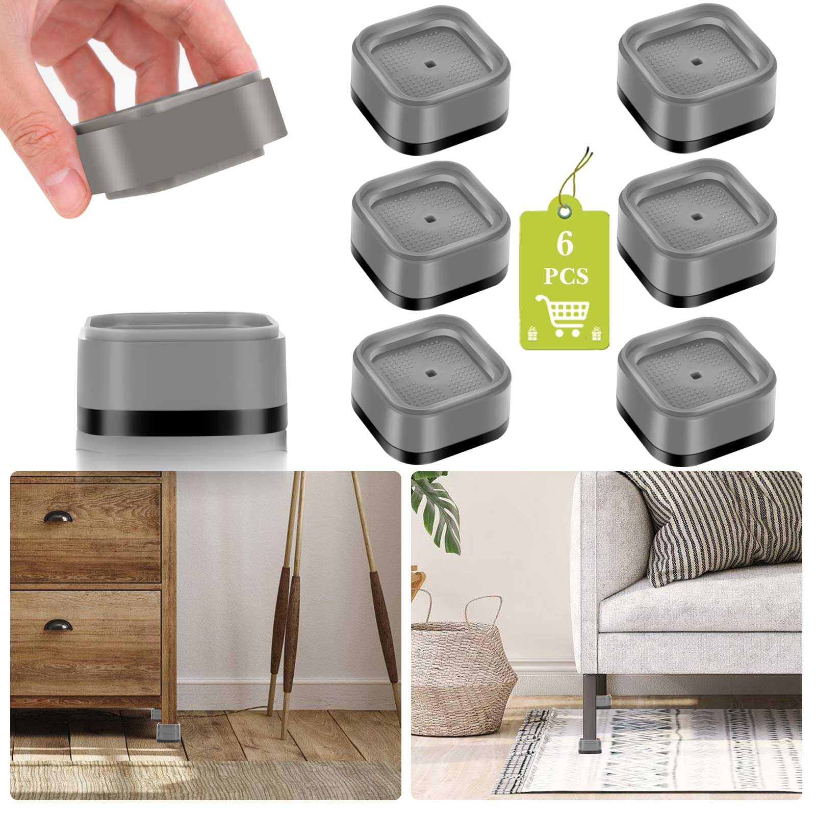 Yookwutar 6 Pack Furniture Risers 1 Inch, Adjustable Bed Risers Heavy Duty For Table Desk Couch Chair Sofa Cabinet Bed Legs Dorm