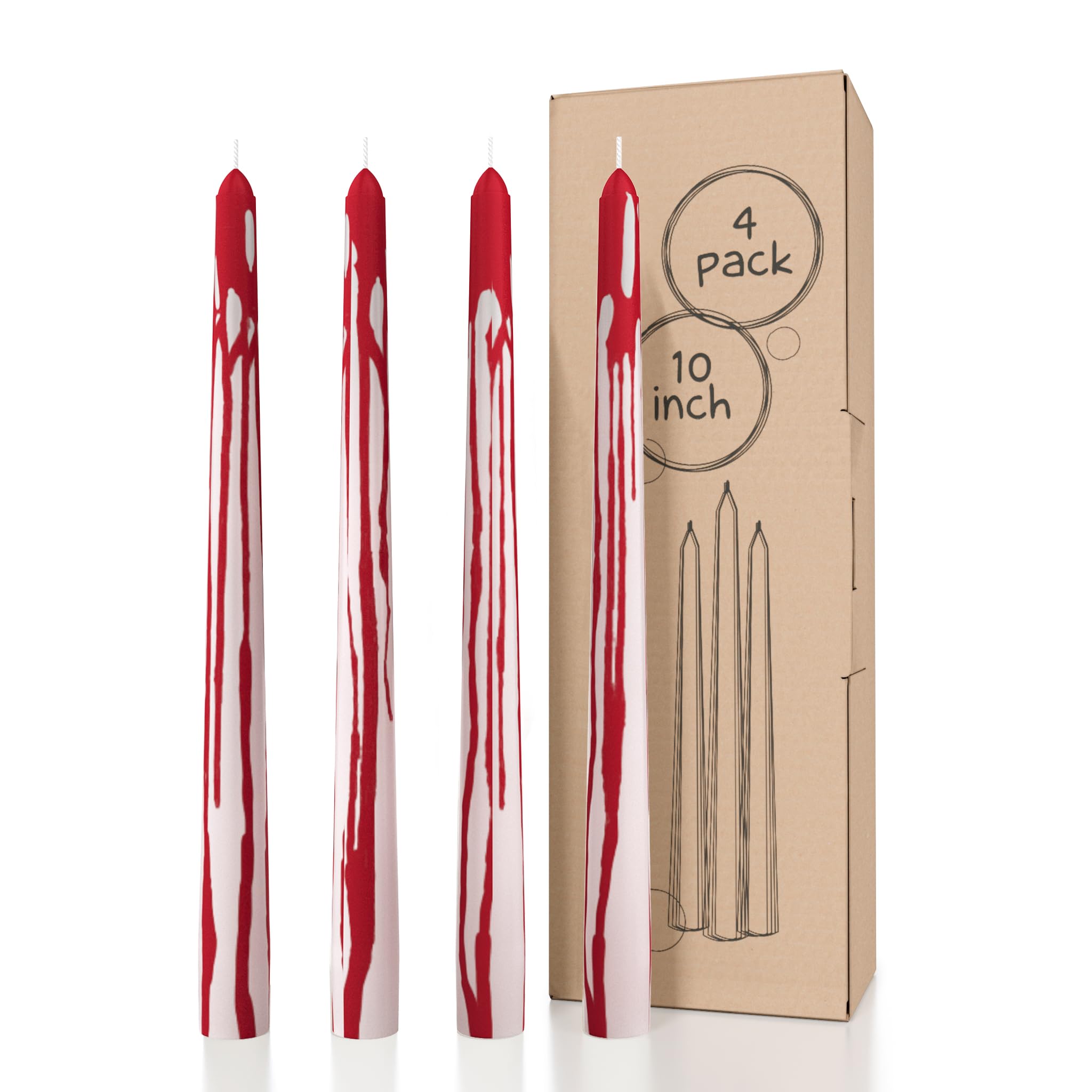 CANDWAX 10 inch Taper Candles Set of 4 - Unscented Candles Taper Burning for 8 Hours - No Drip Bleeding Taper Candles Ideal as H