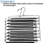 8-Tier Foldable Trouser Hanger, Removable Padded Bars, 8-Pair Capacity, Chrome Finish