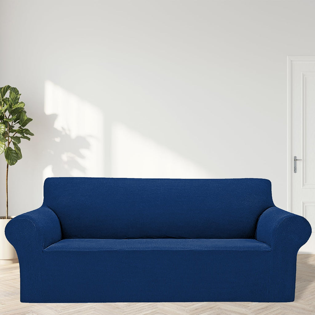 Cupuamon Oversized Sofa Slipcovers - Elastic Bottom, Jacquard Fabric, Classic Blue, 4 Seater - Perfect for Pets and Kids