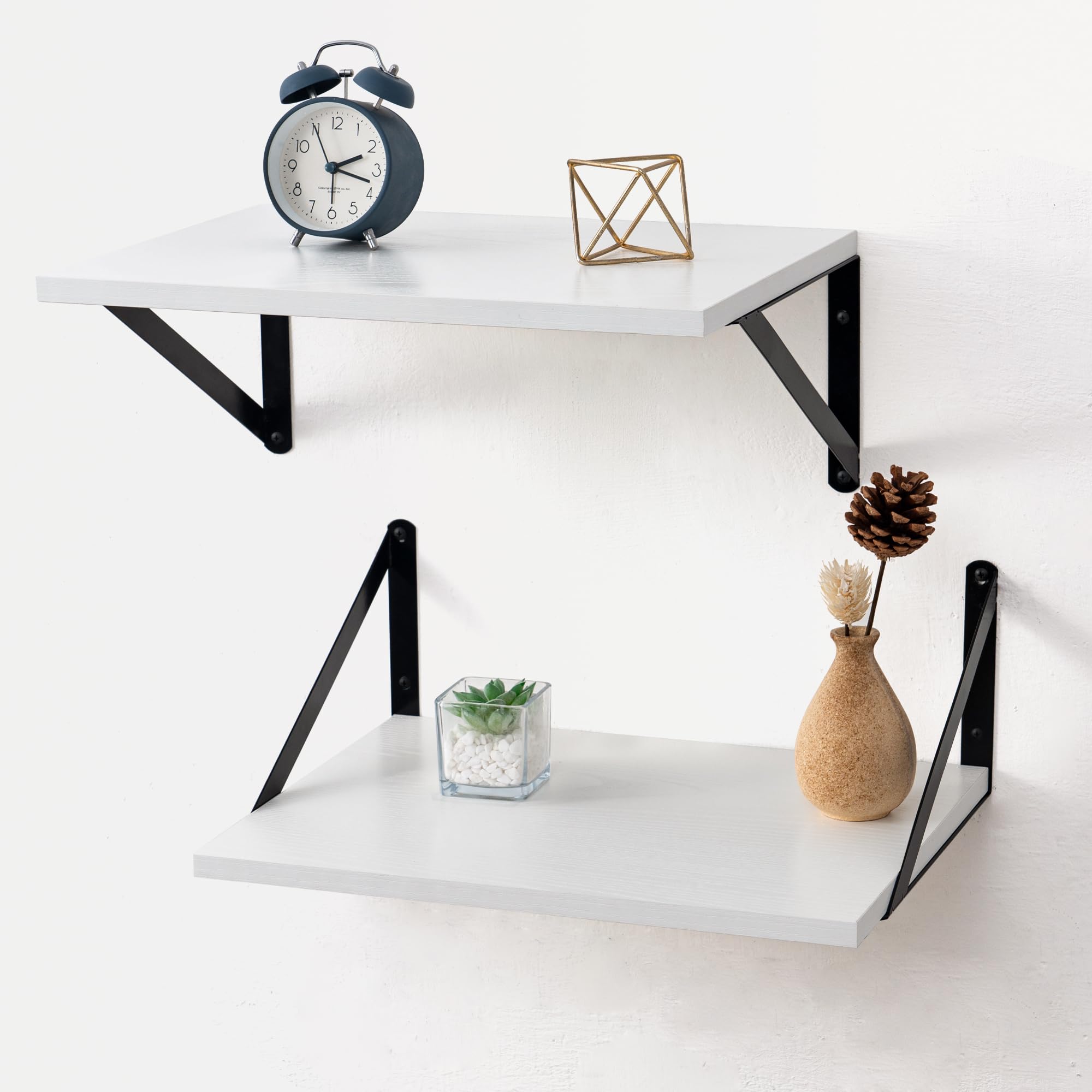 Axeman Deep Floating Shelves for Wall, 12 Inch Deep White Floating Shelves, Wide Wood Wall Shelves Set of 2, 16W x 12D Floating 