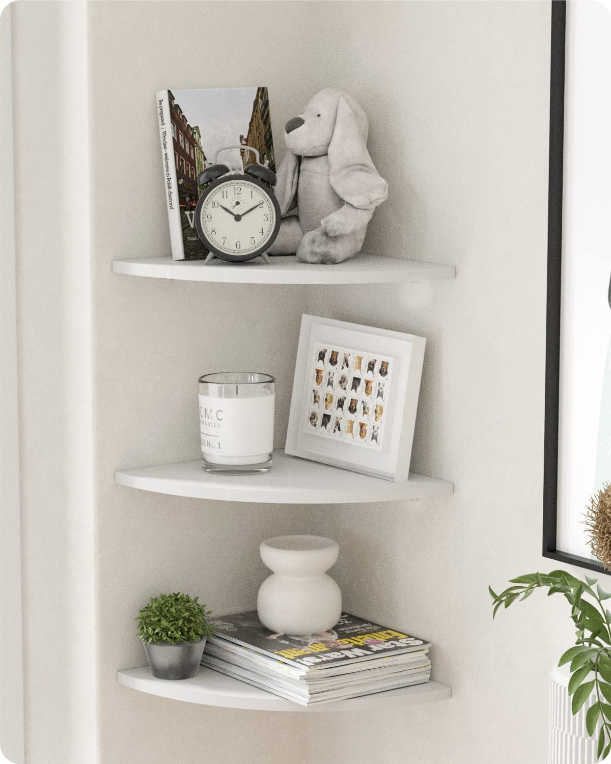 Dds Dream Decor Shoppee Wooden Corner Floating Shelves, 3 Tiers Small Beautiful Wall Mounted Corner Shelves Engineered Wood Boar
