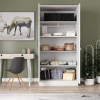 Woodpeckers Furniture And Mattress 2 Doors Wardrobe Mirrored Door (White)