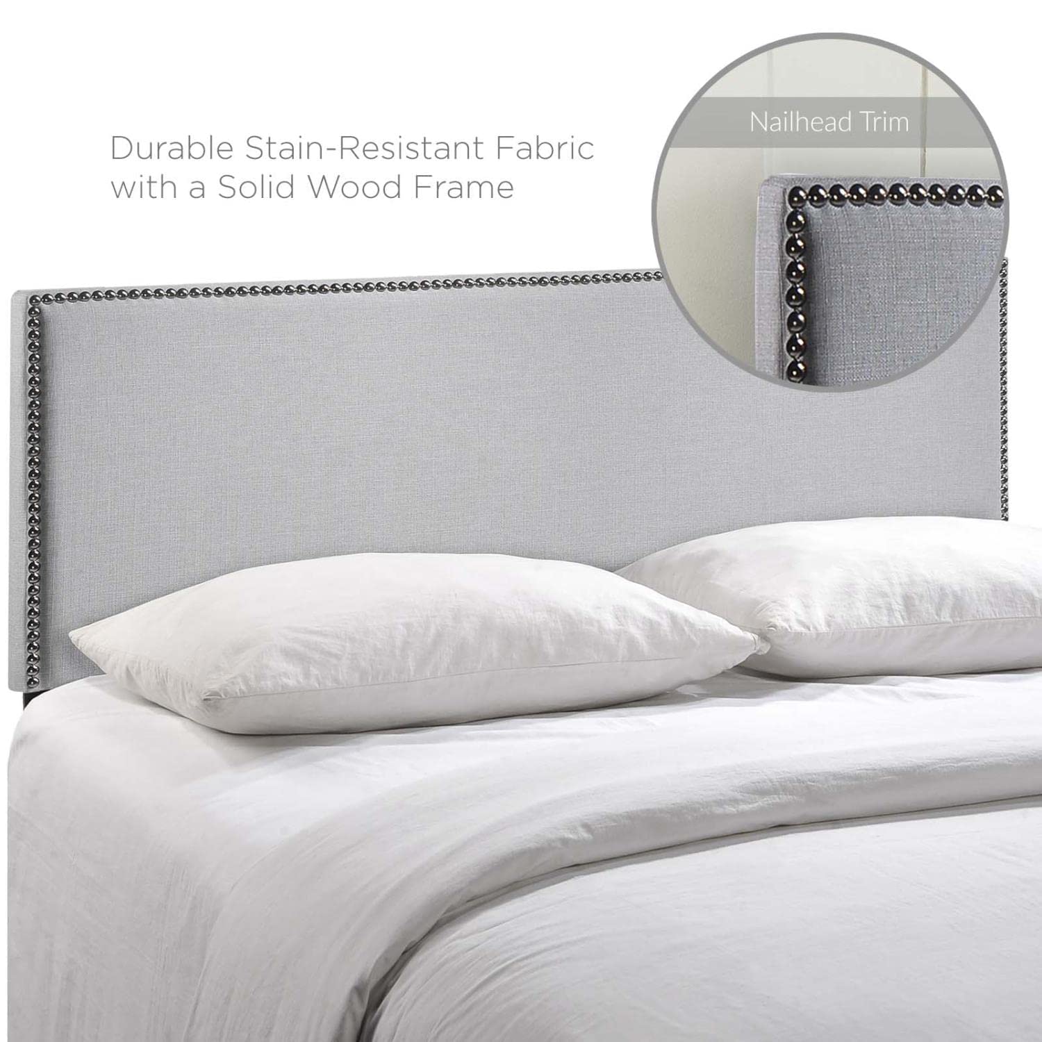 CasaFoyer  Region Linen Fabric Upholstered Full Headboard | Spacious & Elegant Design | Nailhead Trim | Modern Decor | Fits Most Full Beds