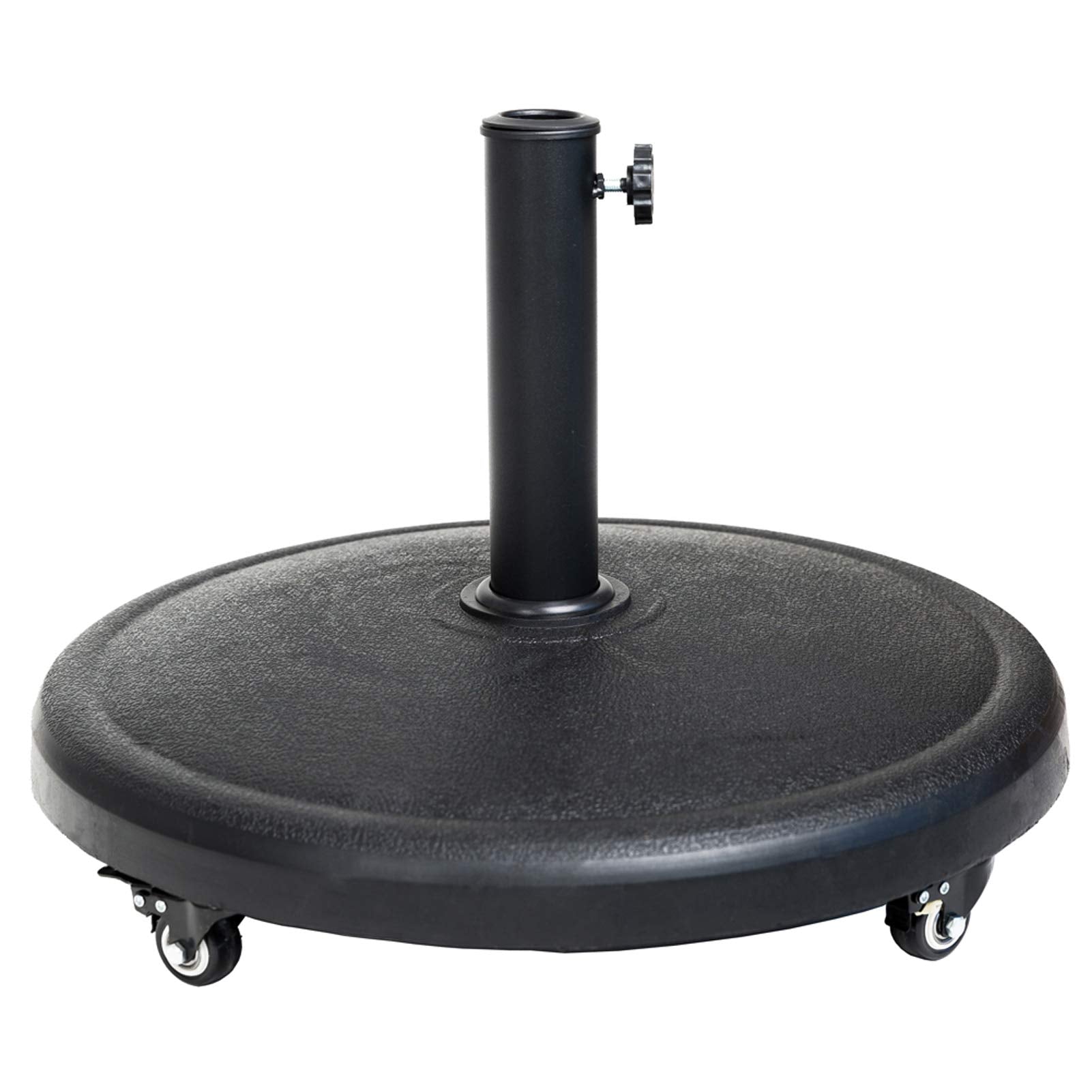 C-Hopetree 44 Lb Heavy Duty Round Base Stand With Rolling Wheels For Outdoor Patio Market Table Umbrella, Black