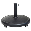 C-Hopetree 44 Lb Heavy Duty Round Base Stand With Rolling Wheels For Outdoor Patio Market Table Umbrella, Black