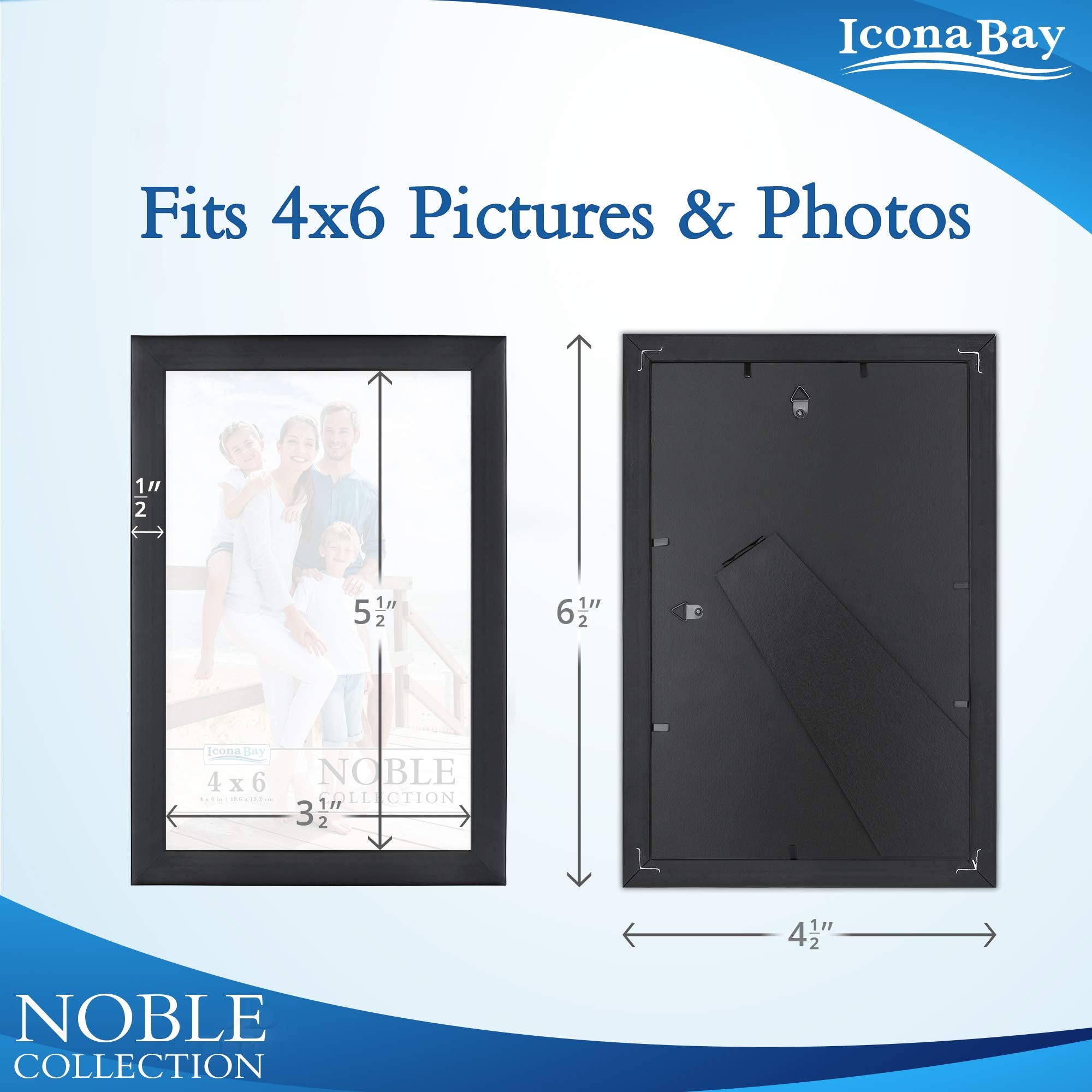Icona Bay 4X6 Picture Frames (Black, 6 Pack), Modern Professional Frame Set, Noble Collection